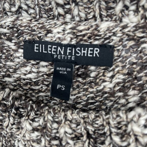 EILEEN FISHER Sweater PS Petite Linen Cotton Blend Round Neck Marled Brown USA - Picture 9 of 13